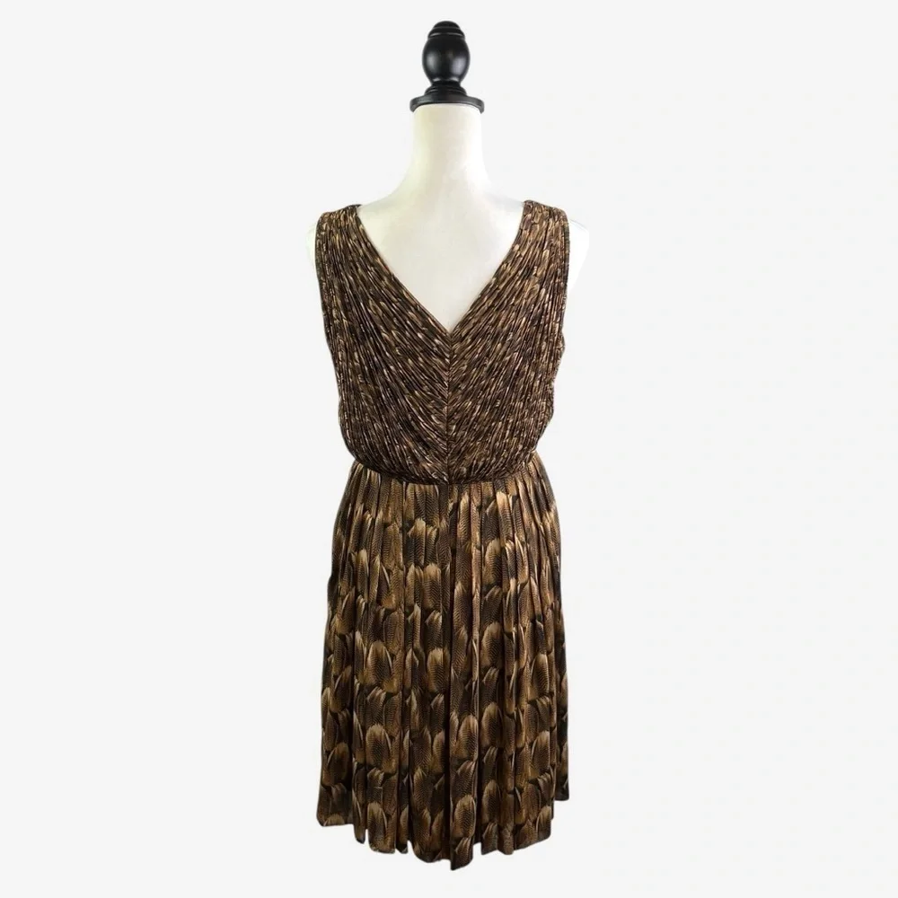 NWT Talbots Sleeveless V-Neck Dress Knee Length Size 8P Brown